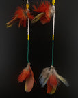Green & White Huni Kuin Feather Earring