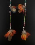 Green & Red Huni Kuin Feather Earring