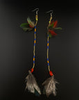 Blue & Gold Huni Kuin Feather Earring