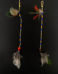 Blue & Gold Huni Kuin Feather Earring