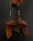 White & Green Huni Kuin Feather Earring