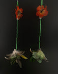 Green Double Pom Huni Kuin Feather Earring
