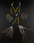 Yellow & Blue Long Huni Kuin Duet Feather Earring