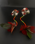 Red & Green Double Pom Huni Kuin Feather Earring