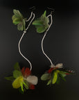 White Double Pom Huni Kuin Feather Earring