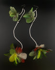 White Double Pom Huni Kuin Feather Earring