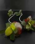 White Double Pom Huni Kuin Feather Earring