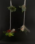 White Double Pom Huni Kuin Feather Earring