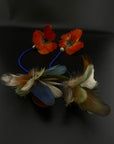 Royal Blue Double Pom Huni Kuin Feather Earring