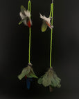 Lime Double Pom Huni Kuin Feather Earring