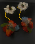 Yellow Double Pom Huni Kuin Feather Earring
