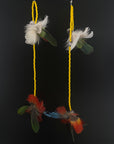 Yellow Double Pom Huni Kuin Feather Earring