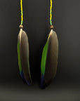 Green & Yellow Solo Feather Huni Kuin Earrings