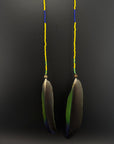 Green & Yellow Solo Feather Huni Kuin Earrings