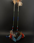 Blue Double Pom Feather Huni Kuin Earrings