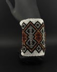 White and Brown Beaded Yawanawa Cuff