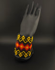 Black and Yellow Beaded Yawanawa Cuff