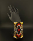 Red and Gold Beaded Yawanawa Cuff