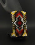 Red and Gold Beaded Yawanawa Cuff