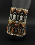 Gold and Brown Beaded Yawanawa Cuff