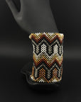 Gold and Brown Beaded Yawanawa Cuff