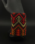 Red Beaded Yawanawa Cuff