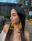 Yellow Huni Kuin Beaded Fringe Earrings