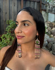 Pink Huni Kuin Beaded Fringe Earrings