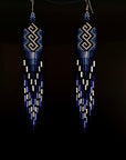 Blue Huni Kuin Beaded Fringe Earrings