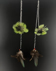 Black & White Blue Double Pom Huni Kuin Feather Earring