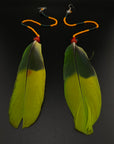 Orange & Green Solo Feather Huni Kuin Earrings