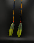 Orange & Green Solo Feather Huni Kuin Earrings