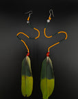 Orange & Green Solo Feather Huni Kuin Earrings