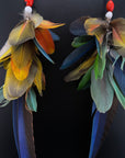 Rainbow Epic Pom Feather Earrings