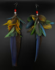 Rainbow Epic Pom Feather Earrings