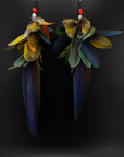 Rainbow Epic Pom Feather Earrings