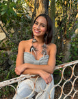 Grey Duet Huni Kuin Feather Earring