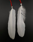 White Solo Feather Huni Kuin Earrings