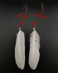 White Solo Feather Huni Kuin Earrings