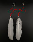 White Solo Feather Huni Kuin Earrings