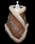 Divine Dance | Tan Striped Baby Alpaca Fur Wrap 002