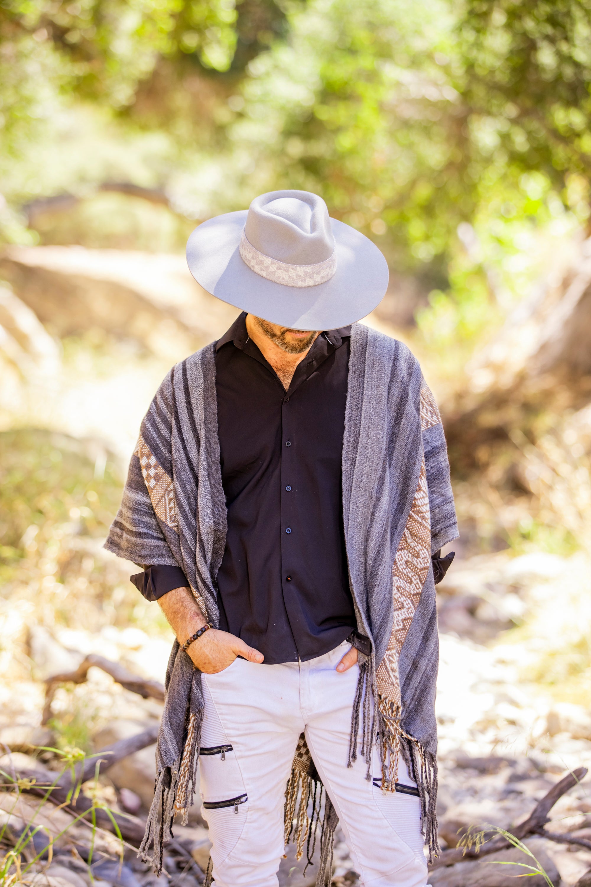 Peace | Grey Western Alpaca Wool Hat