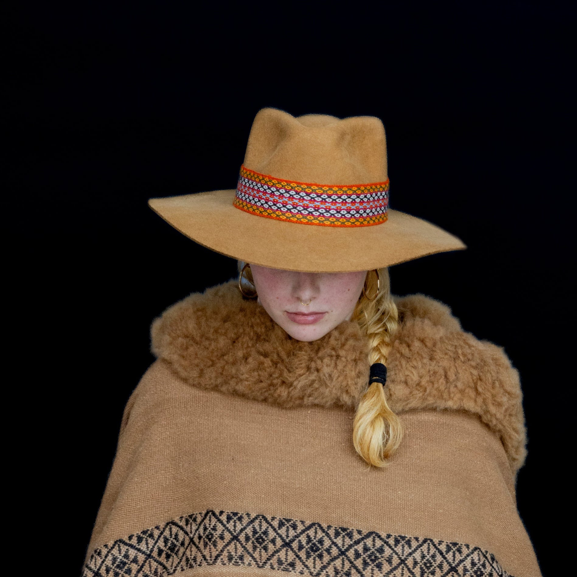 Happiness | Beige Western Alpaca Wool Hat