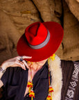 Protection | Red Western Alpaca Wool Hat