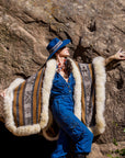 Sacred Earth | Striped Baby Alpaca Fur Cape 861