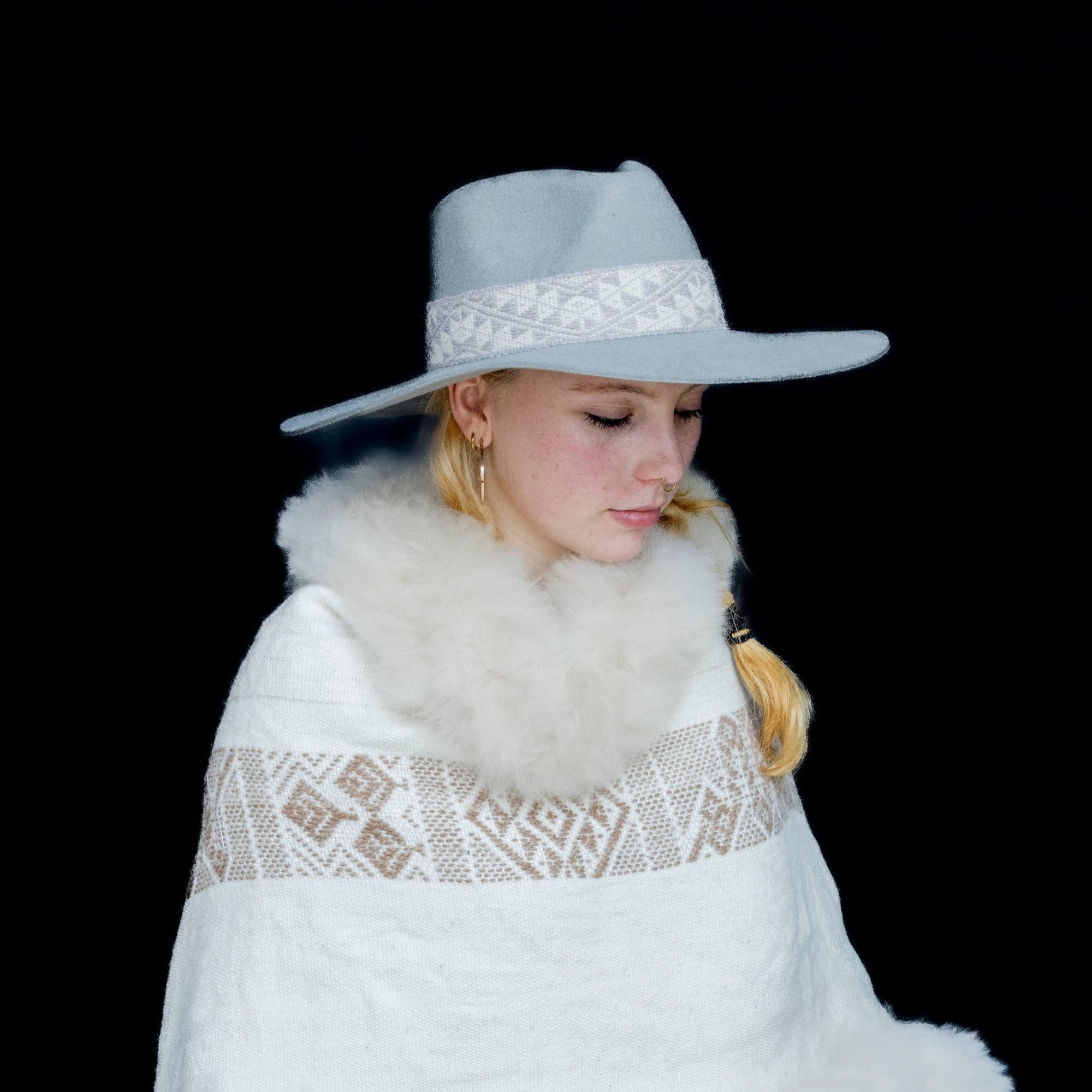 Peace | Grey Western Alpaca Wool Hat
