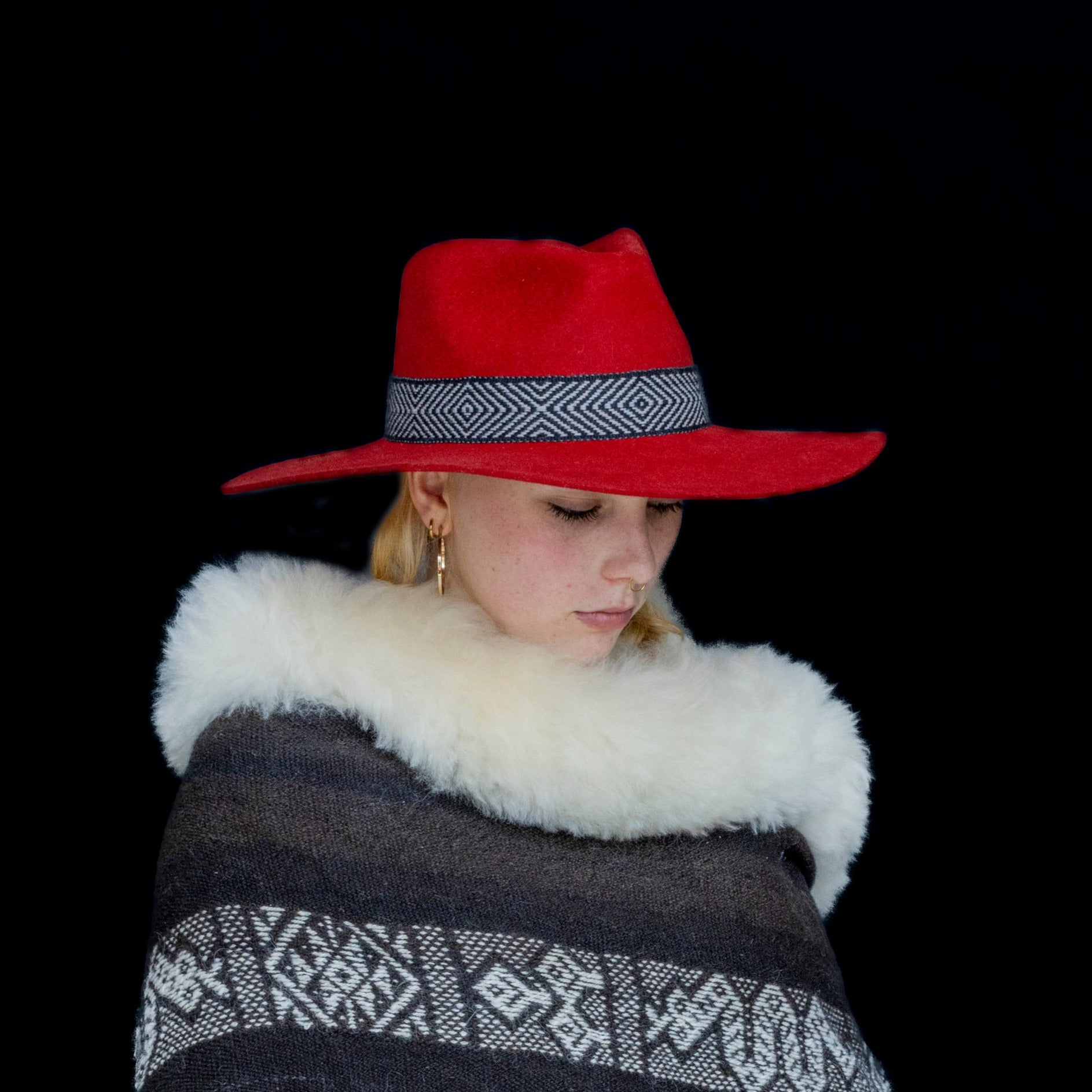 Protection | Red Western Alpaca Wool Hat