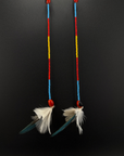Red & Turquoise Huni Kuin Feather Earrings