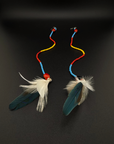 Red & Turquoise Huni Kuin Feather Earrings