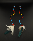 Red & Turquoise Huni Kuin Feather Earrings